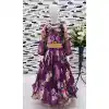 Purple Fox Georgette Digital Printed Party Wear Kids Wear Gown - 11669202442