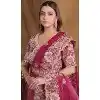 Wine Crush Paper Silk Stone Work Wedding Wear Plus Size Saree - 11601202067