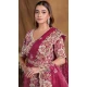 Wine Crush Paper Silk Stone Work Wedding Wear Saree - 11601202067