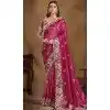 Wine Crush Paper Silk Stone Work Wedding Wear Plus Size Saree - 11601202067