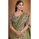 Mehendi Green Glass Tissue Stone Work Wedding Wear Saree - 11601202068