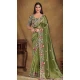 Mehendi Green Glass Tissue Stone Work Wedding Wear Saree - 11601202068