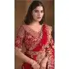 Maroon Two Tone Satin Silk Stone Work Wedding Wear Plus Size Saree - 11601202072