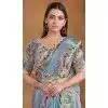 Sky Blue Two Tone Satin Silk Stone Work Wedding Wear Plus Size Saree - 11601202073