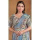 Sky Blue Two Tone Satin Silk Stone Work Wedding Wear Saree - 11601202073
