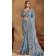 Sky Blue Two Tone Satin Silk Stone Work Wedding Wear Saree - 11601202073