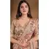 Peach Two Tone Satin Silk Stone Work Wedding Wear Plus Size Saree - 11601202074