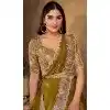 Light Mehendi Green Crush Paper Silk Stone Work Wedding Wear Plus Size Saree - 11601202075
