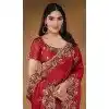 Maroon Uppada Silk Stone Work Wedding Wear Plus Size Saree - 11601202076