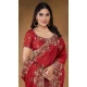 Maroon Uppada Silk Stone Work Wedding Wear Saree - 11601202076