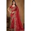 Maroon Uppada Silk Stone Work Wedding Wear Plus Size Saree - 11601202076