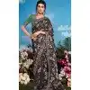 Black Pure Brasso Embroidery Work Party Wear Designer Plus Size Saree - 11602202085