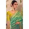 Banarasi Zari Tissue Weaving Work Designer Wear Plus Size Saree In Rama Green - 11603202096