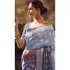Banarasi Zari Tissue Weaving Work Designer Wear Plus Size Saree In Grey - 11603202097
