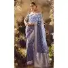 Banarasi Zari Tissue Weaving Work Designer Wear Plus Size Saree In Grey - 11603202097