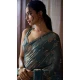 Firozi Blue Satin Silk HandWork Party Wear Saree - 11604202100