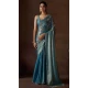 Firozi Blue Satin Silk HandWork Party Wear Saree - 11604202100