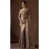 Dark Beige Satin Silk HandWork Party Wear Plus Size Saree - 11604202101