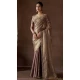 Dark Beige Satin Silk HandWork Party Wear Saree - 11604202101