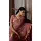 Pink Satin Silk HandWork Party Wear Saree - 11604202102