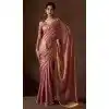 Pink Satin Silk HandWork Party Wear Plus Size Saree - 11604202102