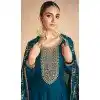 Silk Embroidery Work Party Wear Plus Size Gown In Teal Blue - 11670202444
