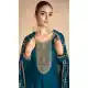 Silk Embroidery Work Party Wear Gown In Teal Blue - 11670202444