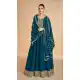Silk Embroidery Work Party Wear Gown In Teal Blue - 11670202444