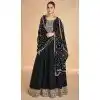 Silk Embroidery Work Party Wear Plus Size Gown In Black - 11670202445