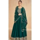 Silk Embroidery Work Party Wear Gown In Green - 11670202446