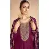 Silk Embroidery Work Party Wear Plus Size Gown In Wine - 11670202447