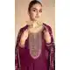 Silk Embroidery Work Party Wear Gown In Wine - 11670202447