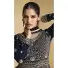 Navy Blue Georgette Zari Work Wedding Wear Plus Size Anarkali Suit - 11674202460