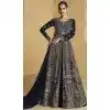 Navy Blue Georgette Zari Work Wedding Wear Plus Size Anarkali Suit - 11674202460