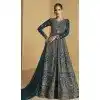 Teal Blue Georgette Zari Work Wedding Wear Plus Size Anarkali Suit - 11674202462