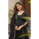 Black Maslin Foil Print Work Party Wear Anarkali Suit - 11680202486