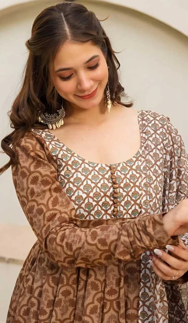 Multi Color Maslin Foil Print Work Party Wear Anarkali Suit - 11680202487
