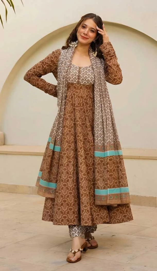 Multi Color Maslin Foil Print Work Party Wear Anarkali Suit - 11680202487
