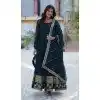 Rama Blue Faux Blooming Zari Work Party Wear Plus Size Gown With Dupatta - 11713202675