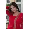 Red Faux Blooming Zari Work Party Wear Plus Size Gown With Dupatta - 11713202676