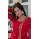 Red Faux Blooming Zari Work Party Wear Gown With Dupatta - 11713202676