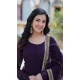 Wine Faux Blooming Zari Work Party Wear Gown With Dupatta - 11713202677