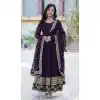Wine Faux Blooming Zari Work Party Wear Plus Size Gown With Dupatta - 11713202677