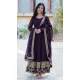 Wine Faux Blooming Zari Work Party Wear Gown With Dupatta - 11713202677