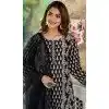 Cotton Printed Work Party Wear Plus Size Salwar Suit In Black - 11724202769