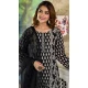 Cotton Printed Work Party Wear Salwar Suit In Black - 11724202769
