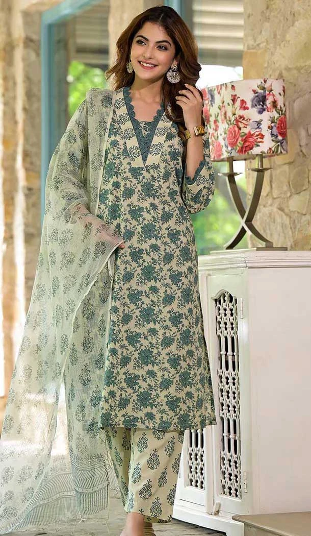 Cotton Printed Work Party Wear Salwar Suit In Multi Color - 11724202770