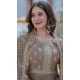 Beige Star Georgette Zari Work Party Wear Gown With Dupatta - 11730202797