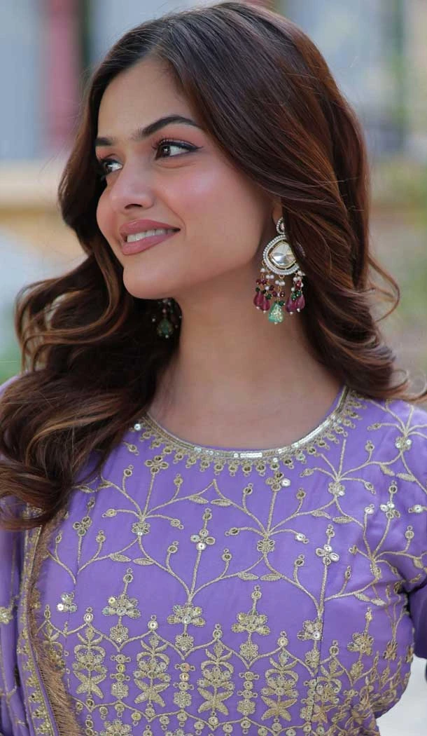 Purple Star Georgette Zari Work Party Wear Gown With Dupatta - 11730202799