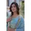 Sky Blue Star Georgette Zari Work Party Wear Plus Size Gown With Dupatta - 11730202800